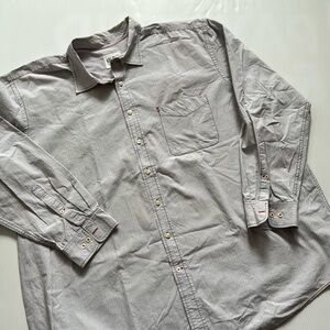 626 Blue: Gray & White Striped Men's long sleeve button down shirt.  Size 2XL